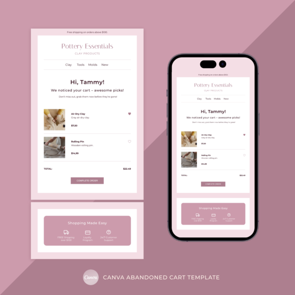 Abandoned cart canva email template