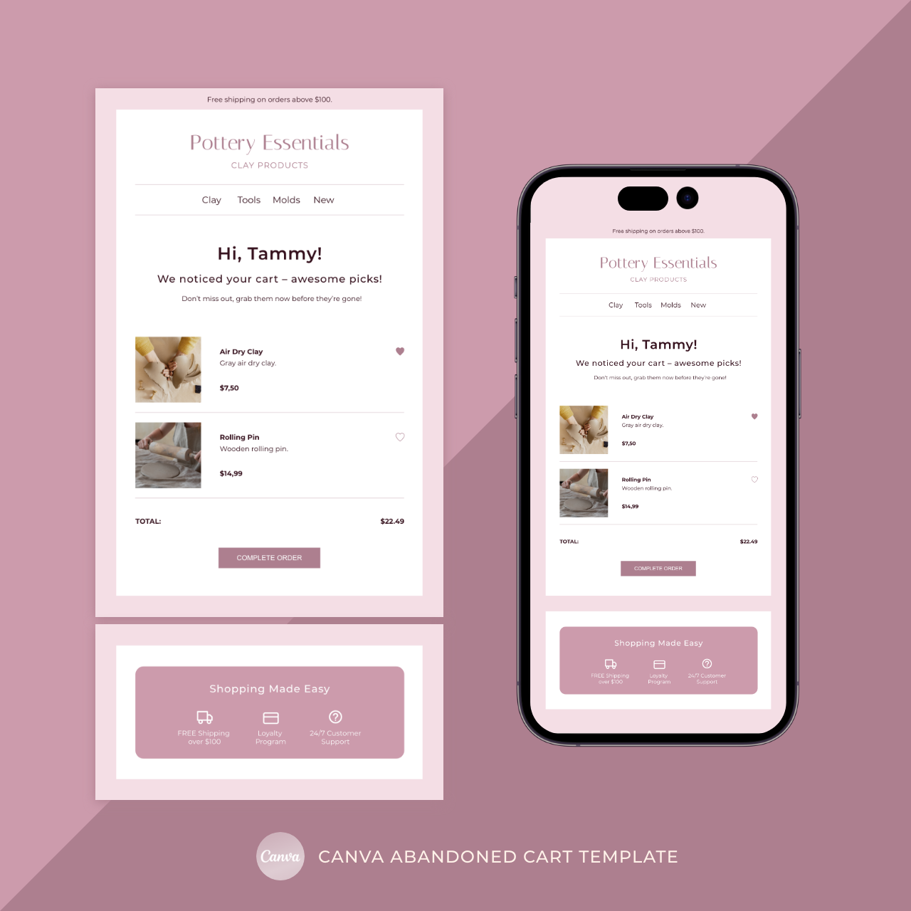 Abandoned cart canva email template