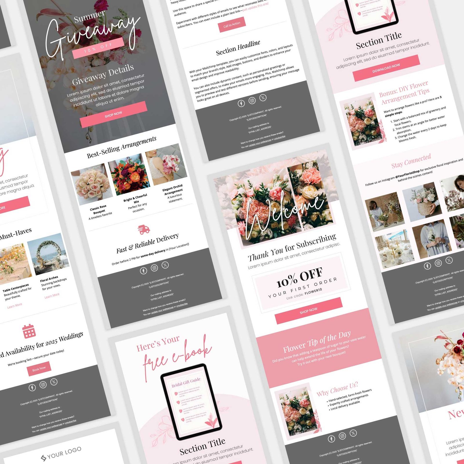 Mailchimp Email Templates - Pink Flowers - Image 3