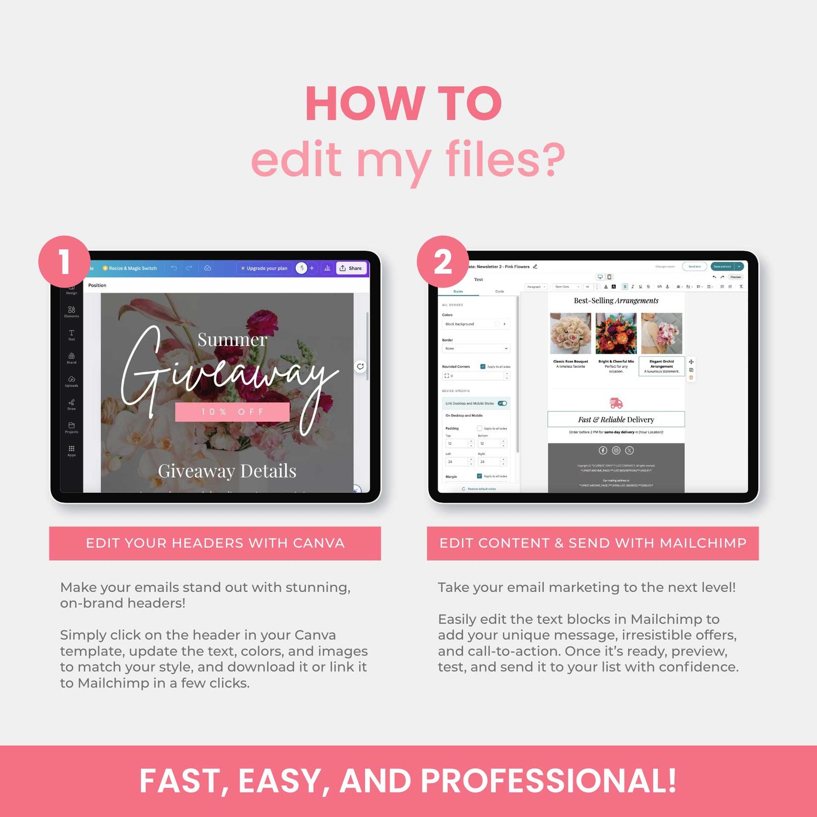 Mailchimp Email Templates - Pink Flowers - Image 4