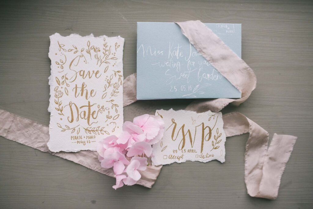 Wedding invitation kit with ribbons