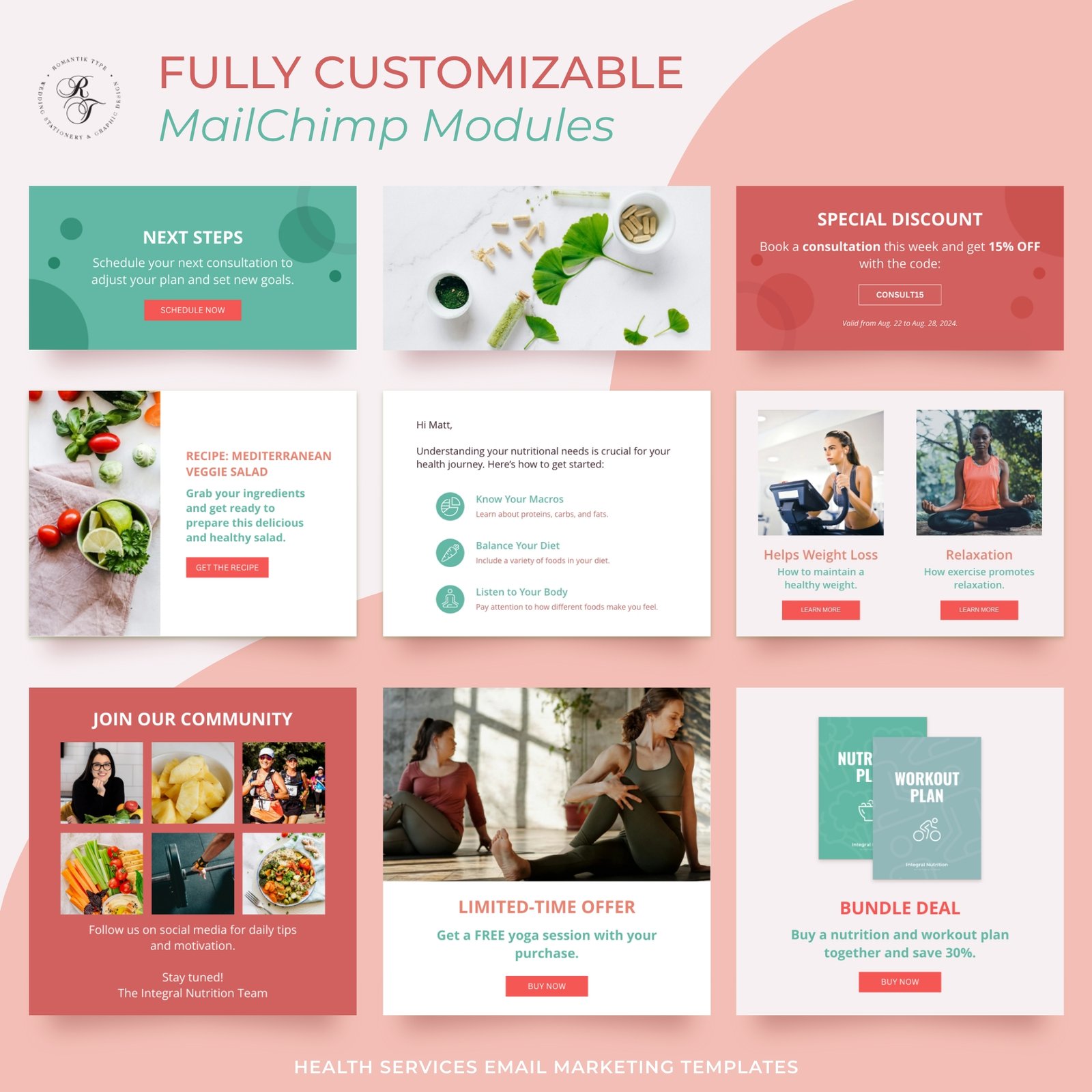 Nutrition & Fitness Services Mailchimp Email Templates