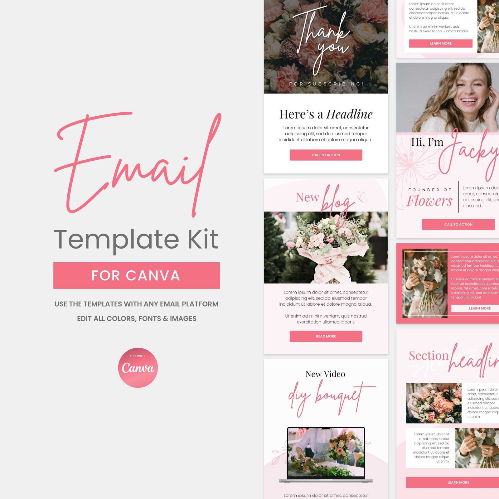 Email Marketing Template Kit - Pink Flowers