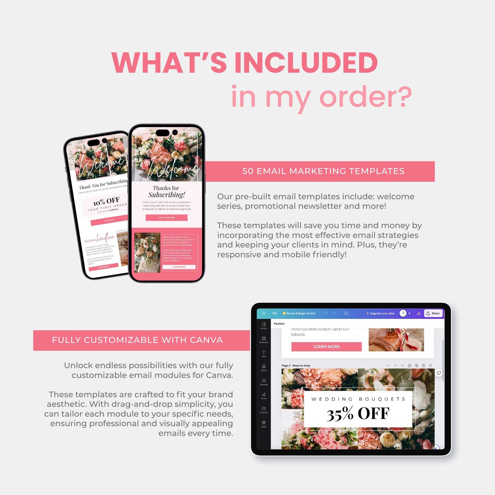 Email Marketing Template Kit - Pink Flowers - Image 5