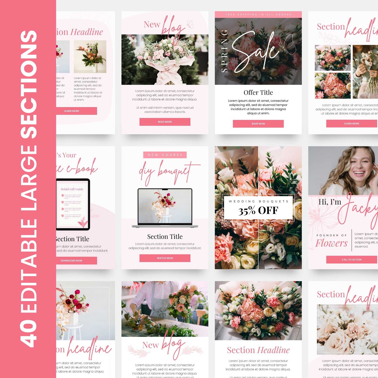 Email Marketing Template Kit - Pink Flowers - Image 3