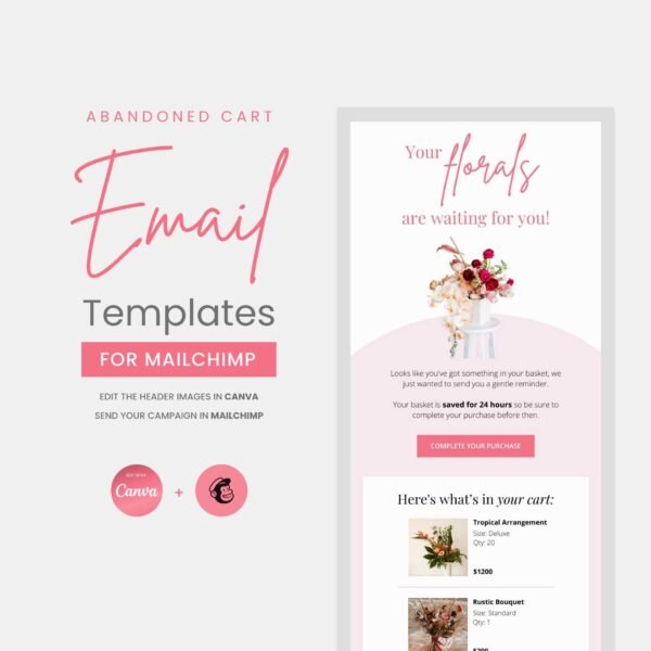 Abandoned Cart Mailchimp Template - Pink Flowers