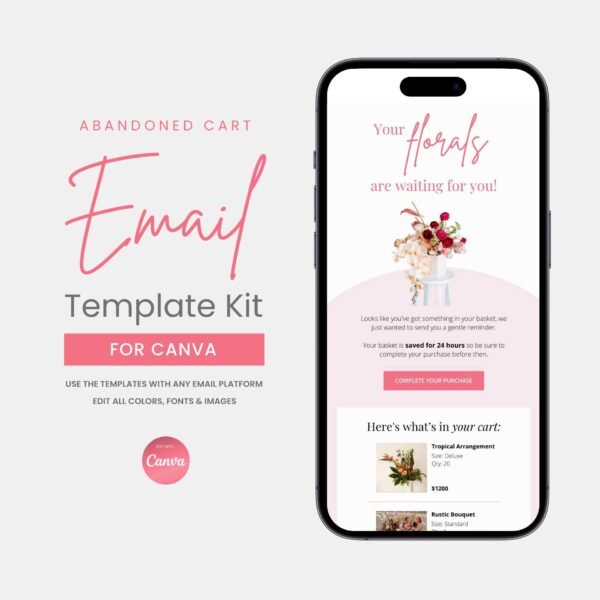 Abandoned Cart Canva Template - Pink Flowers