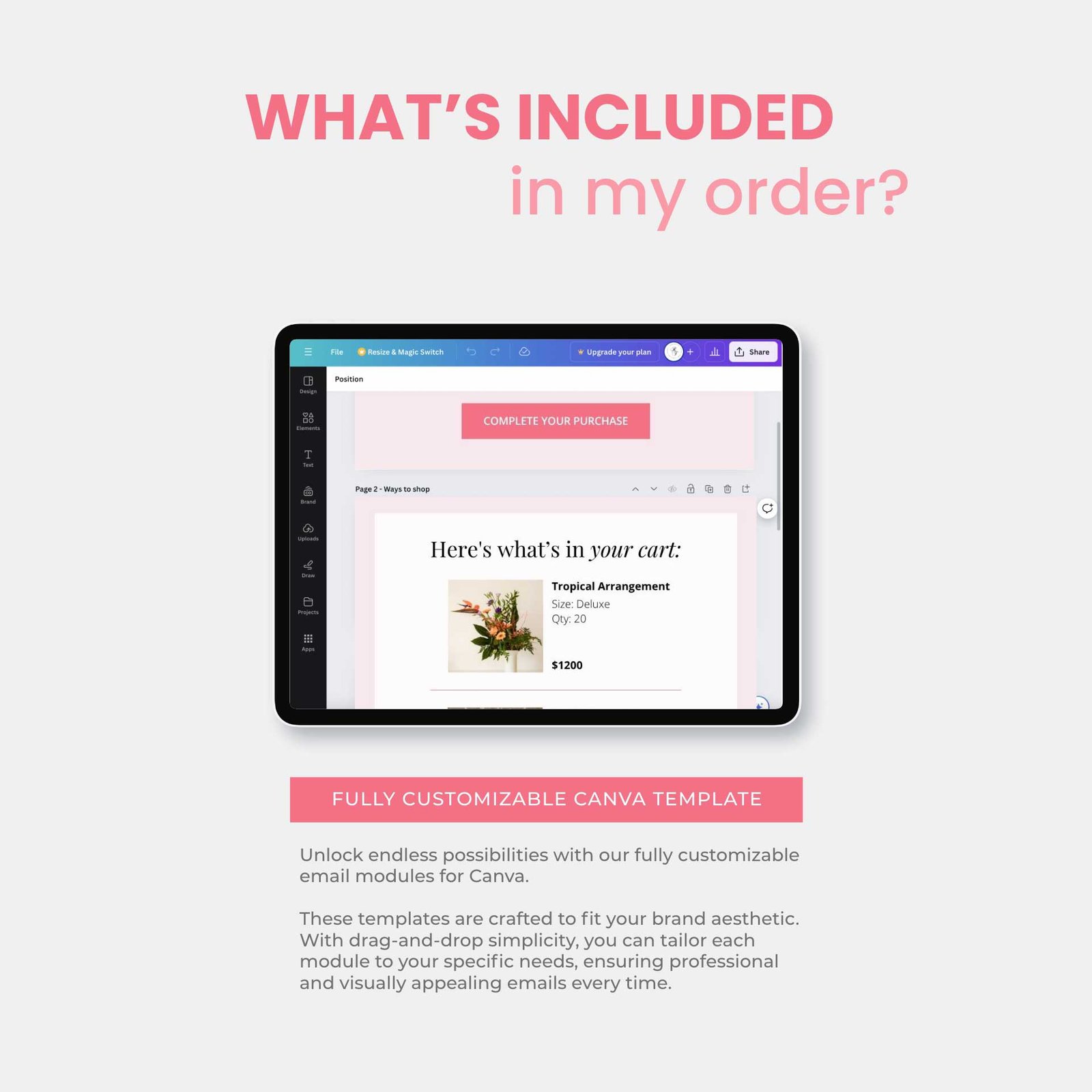Abandoned Cart Canva Template - Pink Flowers - Image 2