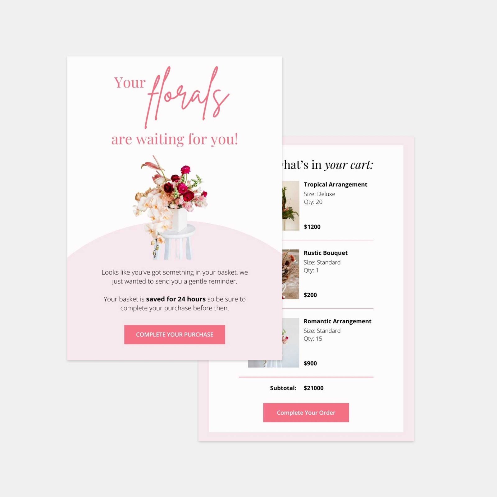 Abandoned Cart Canva Template - Pink Flowers - Image 3